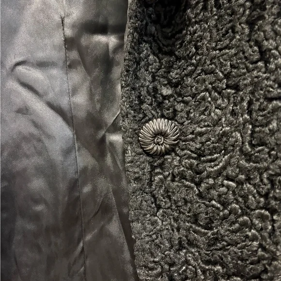 Vintage Black Persian Lamb Fur Coat with Brown Mink Collar – Personalized Lining - Picture 3 of 4